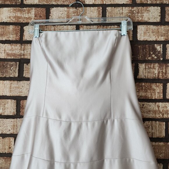 Ladies BCBGMaxAzria Champagne Satin Strapless Dress Size 12 - Picture 3 of 11